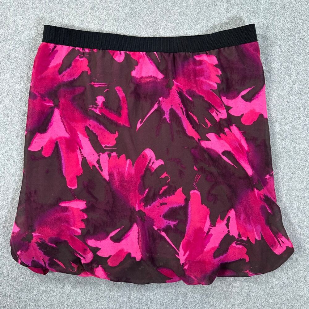 Ann Taylor LOFT Buble Hem Mini Skirt Women's Medium Pink Purple Elastic Waist